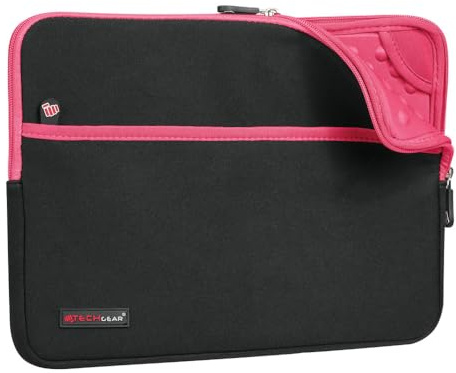 TECHGEAR Schmale Schutzhülle aus Neopren mit Reißverschluss und Anti-Shock Bubble-Innenausstattung für iPad Pro 12.9, Samsung Pro 12.2, Book 12, Microsoft Surface Pro 2017/4/3/2 - Rosa