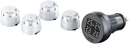 Lescars Reifendruckanzeige: Reifendruck-Kontrollsystem mit Temperaturanzeige, 12 V, USB (Reifendruckkontrolle, Reifendruckkontrollsystem Motorrad, Überwachungssystem Funk)