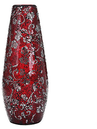 London Boutique Vasen für Blumen, handgefertigt, dekorativ, Mosaik, Glitzer-Vase, funkelndes Glas, Geschenk, Kugelform, rote Rose