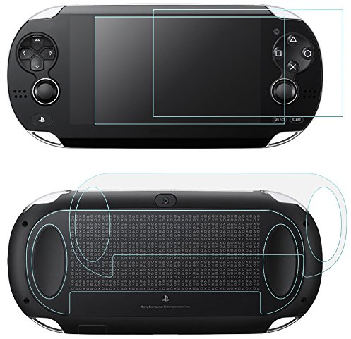 AFUNTA Films de Protection d'Ecran pour Sony Playstation Vita 1000, 2 Pack (4 Pièces) Films en Verre Trempé pour Écran et Films en Pet pour Le Dos, PS Vita PSV 1000 Accessoire
