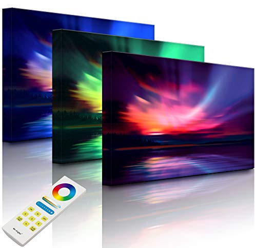 lightbox multicolor | LED Leuchtbild | Nordische Polarlichter | 80x60 cm | Fully Lighted