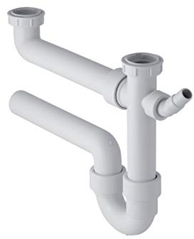 GEBERIT 152.717.11.1 - Sifone per lavello a due bacinelle 11/2x40 mm