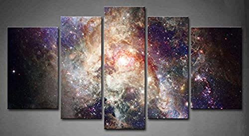 5 Panel Wall Art Star Field In Space And A Nebulae Painting The Picture Print On Canvas Abstract Pictures For Home Decor Decoration Gift Piece Stretched By Wooden Frame Ready To Hang