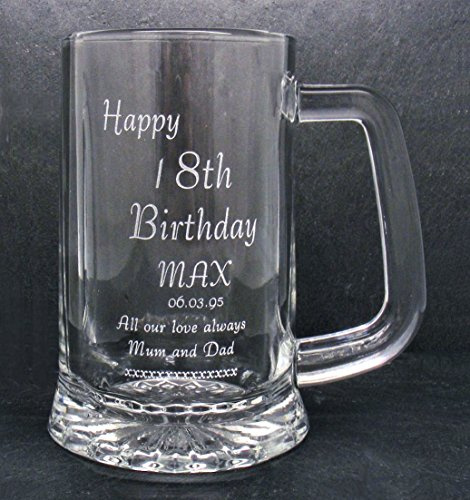 County Engraving Personalised Glass Tankard Birthday Gift (Half Pint)
