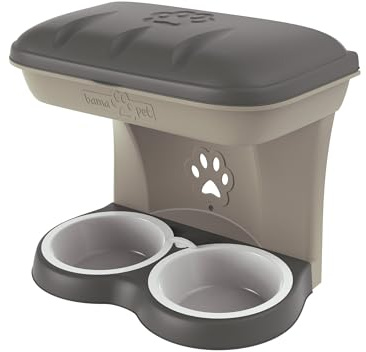 BAMA - Ciotola appesa Food Stand per cane - 48 x 27 x 42 cm - Tortora