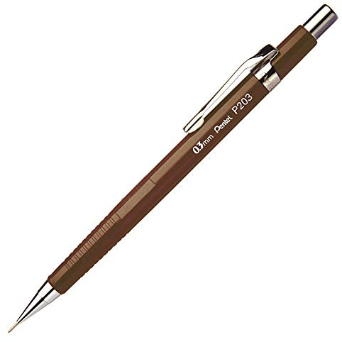 Pentel 0,3 mm P200-serien mekanisk blyerts med brunt fat, P203-E