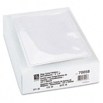 C-Line Self-Adhesive Vinyl Shop Ticket Holder HOLDER,TCKT,VYNL SEAL,5X8 R6G050 (Pack of2)