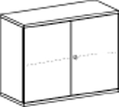 Büro-Flügeltürenschrank, BxTxH 1000x425x768 mm, 2 OH, 1 Boden, Schloss, lichtgrau