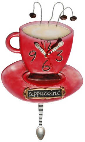 Enesco Wanduhr, Motiv Cappuccino, Kunstharz, 35 cm (P8022)