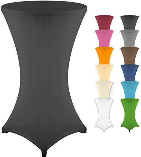 Gräfenstayn® Stretch Stehtischhusse Diana mit Öko-Tex Siegel, Verstärkung im Fußbereich, 40°C Maschinenwäsche in vielen Farben und Größen Ø60-65cm / Ø70-75cm / Ø80-85cm (Schwarz, 80-120)