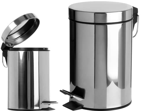 Denny International S/Sless Steel 3L 5L 12L 20L 30L Silver Pedal Bin Kitchen Bathroom Toilet Rubbish Office Waste (30L)