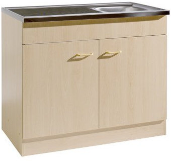 Spülenschrank Start mit 2 Türen und 1 Auflagebecken Farbe: Buche, Größe: 100cm W x 50cm T