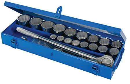 Silverline - Steckschlüssel mit Griffstücken, 3/4-Zoll-Antrieb, metrisch, 21-tlg. Satz 21-tlg. (633663)