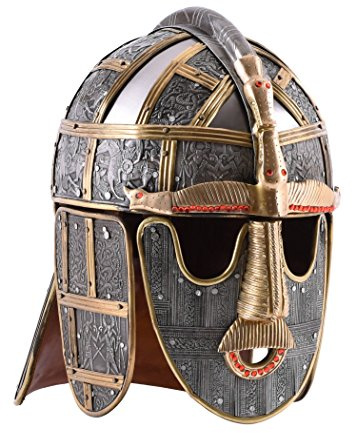 Battle-Merchant Replik Sutton Hoo Helm, spätes 8. Jahrhundert | Wikinger, Wikingerhelm, Germanen, Dekoratives Ausstellungsstück, Reenactment, LARP & Fantasy Cosplay