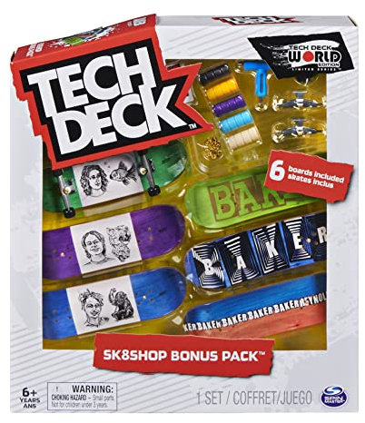Tech Deck, Sk8shop Griffbrett-Bonus-Pack, Sammlerstück und anpassbare Mini-Skateboards, Kinderspielzeug ab 6 Jahren (Stile können variieren)