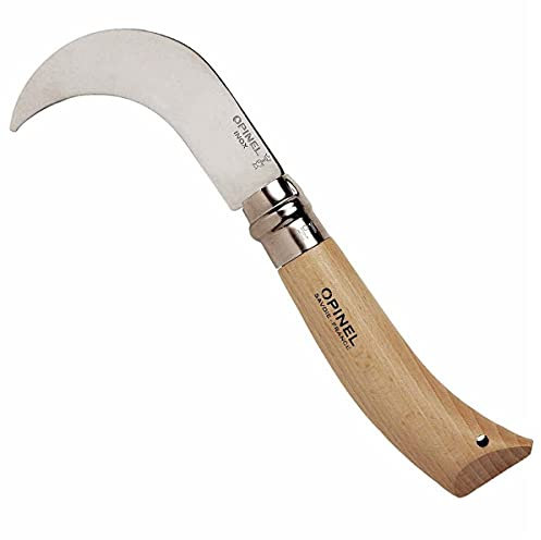 Opinel - Serpette N°10 - Lame 10 cm Inox, Manche Bois de Hêtre, Bague de Sécurité Virobloc - Vendanger, Tailler, Inciser, Cueillir - Fabrication Française