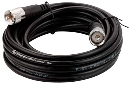 STEREN RG8X Coaxial Cable 20 ft, CB Coax Cable with PL259 UHF Connectors, Male to Male Low Loss 50 Ohm for HAM Radio, LMR400, Antenna Analyzer