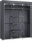 SONGMICS Armadio in Tessuto, Guardaroba Pieghevole con Barra di Sospensione, Appendiabiti, Scaffale per Borse, Giocattoli, Scarpe, Soggiorno, Camera da Letto, 150 x 45 x 175 cm, Grigio RYG12G