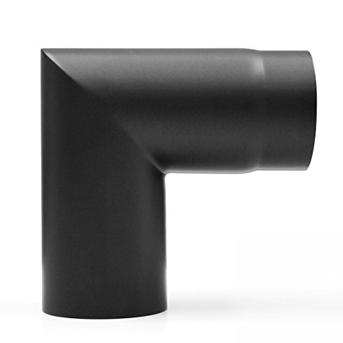 raik Rauchrohrbogen/Ofenrohrbogen 90° 2-teilig Durchmesser 120 mm Stahlblech 2 mm Schwarz SH007-120-sw