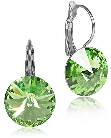 LUISIA Ohrringe Rivoli mit Kristallen von Swarovski - 12 mm Peridot/Apfelgrün