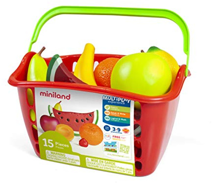 Miniland 30765 - Obst Korb, 15 Teile