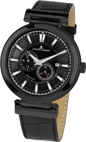 JACQUES LEMANS Herren-Armbanduhr XL Classic Analog Automatik Leder 1-1730C