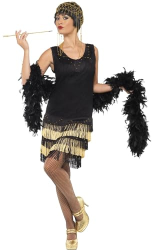 Smiffys 20s Fringed Flapper Costume, Black Halloween und Karneval