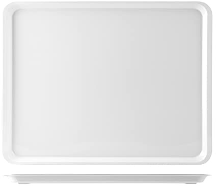 H&H Vassoio Con Bordo In Melamina Cm45X35X2 Bianco