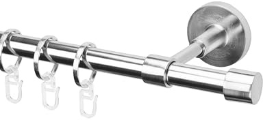 Ventanara® Gardinenstange 280 cm 1 läufig 16 mm mit Endstücken Standard inklusive 28 Ringen Wand und Deckenmontage