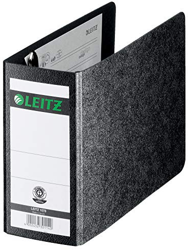 Leitz Qualitäts-Ordner 180° A6 quer, Schwarz, 77 mm Rücken, A6-Querformat, Einband aus Hartpappe, 10780000