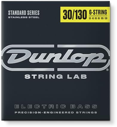 Dunlop DBS30130 Saiten für Bassgitarre, Medium, 6er Satz, 30-130, Edelstahl