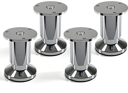 SOTECH 4er Set Möbelfüße Alpha verstellbar Schrankbeine Chrom poliert | belastbar bis 250 Kg, Höhe: 80 mm
