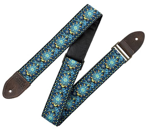 Levy's Leathers Vintage Hootenanny Series Gitarrengurt | Jacquardgewebe | Breite 5 cm | Farbe Blau | (M8HTV-04)