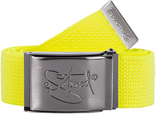 2Stoned Gürtel Koppelgürtel mit Flaschenöffner 4cm Neon Gelb matte Schnalle Classic für Damen und Herren