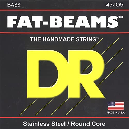 DR Strings Fat-Beam FB-45 – E-Bass Saiten, 4-Saiter Set, Edelstahl, Rundkern, Medium 45-105
