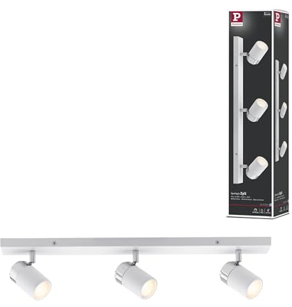 Paulmann 66713 Spotlight Zyli IP44 Balken max 3x10W GU10 Weiß/Chrom 230V Metall 667.13 Deckenleuchte Lampe LED Deckenlampe ohne Leuchtmittel
