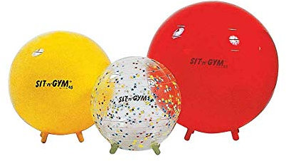 1x Behrend Sit'n Gym Kinder-Sitzball Gymnastikball Gymball Yogaball, mit Füßen, 45 cm, gelb