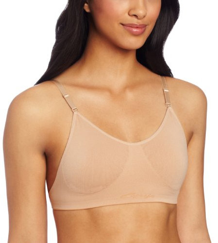 Capezio Seamless Clear Back Bras For Women, Dance & Sports Bras Women, Wear Under Leotards, Double-Layered Support Bra Detachable Clear Back Strap & Adjustable Shoulder Straps - Nude, M (Medium)