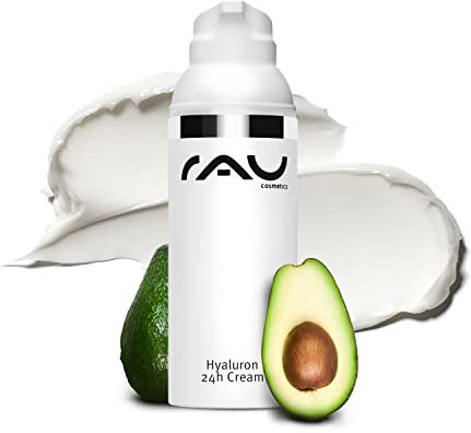 RAU Cosmetics Hyaluron Creme Gesicht - Hyaluron 24h Cream 50ml - Anti-Aging Creme mit Hyaluronsäure, Sheabutter & Avocadoöl - Tagescreme für Trockene, Reife und Sensible Haut