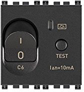 Vimar Serie Arke – Interruttore differenziale 1 polo + neutro C6 10 mA Grigio Opaco