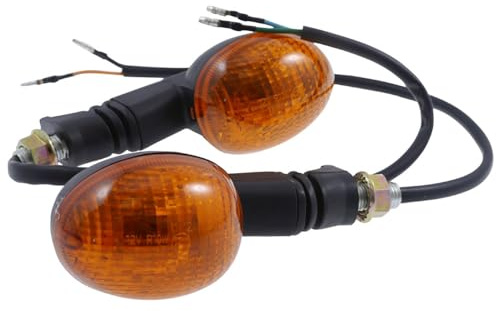 Blinker Motorrad Mini oval schwarz M10, 12 V 10 W, Halogen, Paar, orange | Universelle Blinkleuchten für Motorrad und Roller, 2x Blinker aus Kunststoff mit orangefarbenem Glas, M10, 12 V, ECE geprüft