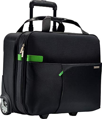 Leitz, Business Softcase Handgepäck-Trolley, Smart Traveller, 17 Fächer, 44 x 37,5 x 23 cm, Polyester/Metall/Leder, Complete, Schwarz, 60590095