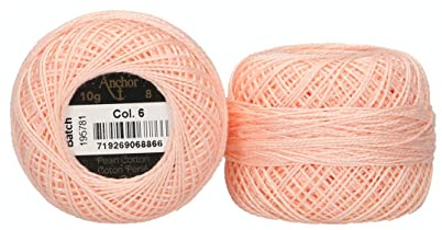 Anchor 4591008-00006 brodergarn, 100% bomull, laxros, tjocklek 8, 82 m, 16 gram