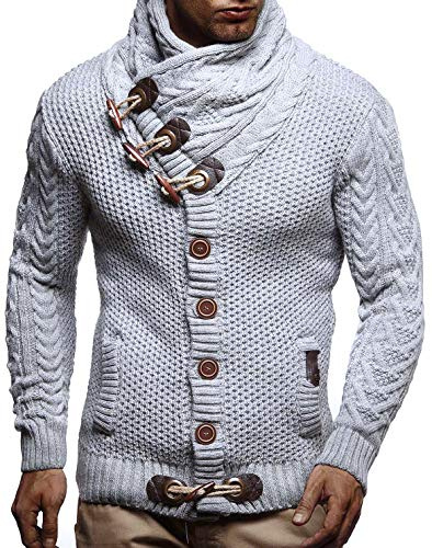 Leif Nelson Giacca Uomo in Maglia Cardigan Collo a Scialle LN-4195