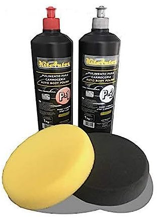 KITAUTOS Lucido per carrozzerie 1 kg di taglio + un kg di lucentezza + spugne per lucidare 150 mm.