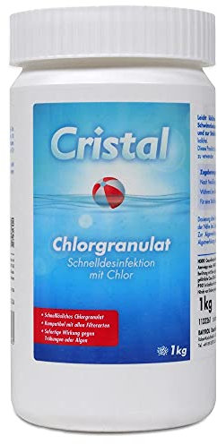 Cristal Chlorgranulat schnell löslich 1 kg - Schnelldesinfektion mit Chlor - Sofortige Wirkung gegen Trübungen und Algen - Stoßchlorung Pool Whirlpool