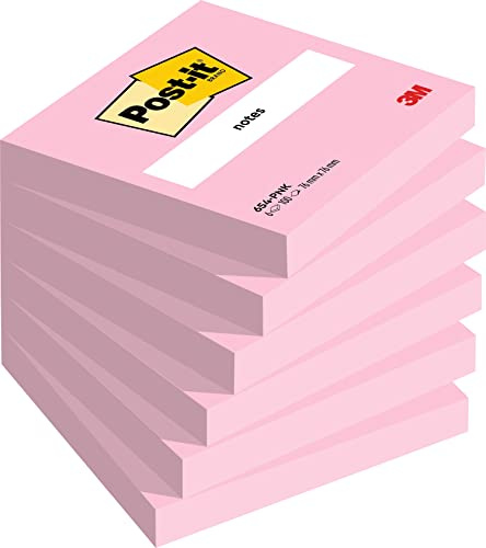 Post-it Notes, flamingopink, 76 x 76 mm, 6 Blöcke á 100 Blatt