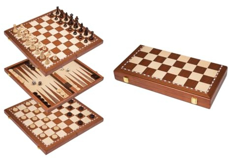 Philos 2524 - Schach-Backgammon-Dame-Set, magnetisch, Feld 43 mm, Königshöhe 75 mm