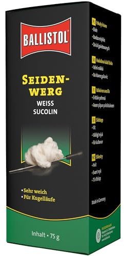 Ballistol Unisex Erwachsene Waffenpflege Sucolin Seidenwerg, weiß, 75 g | Reinigungswerg, Putzwerg, saugfähig, für Kleinkaliber