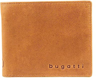 Bugatti Volo Herren Leder Geldbörse Portemonnaie Wallet, Cognac | 10 Kartenfächer, Münzfach, mit Klappe